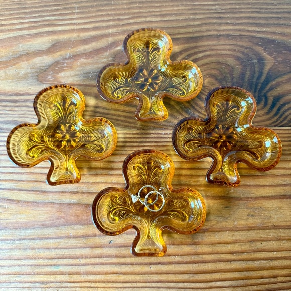 Tiara Sandwich Amber Glass Club Ashtray/Trinket Dish – Set of 4 - Picture 11 of 16